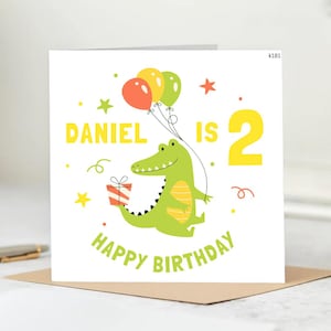 Carte personnalisée 2e anniversaire fille, 2e anniversaire fille, deuxième carte d'anniversaire, carte d'anniversaire fille 2 ans, petite-fille, fils
