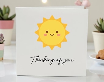 Thinking of You Card, Cute Sunshine Card, Cheer Up Card, Get Well Soon Card, Miss You Card, Encouragement Card, Friend Support Gift