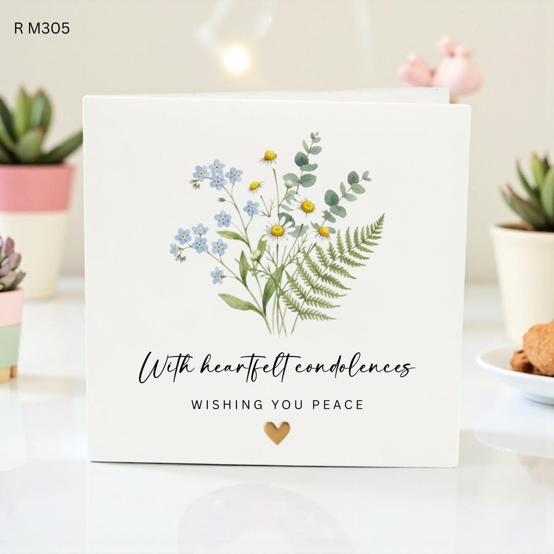 With Deepest Sympathy Card, Thinking of You Condolence Card, Floral ...