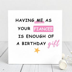 Carte d'anniversaire amusante de la fiancée-cadeau romantique de lui-carte coquine petite amie à petit ami-carte humour minimaliste-pour fiancée-mari.