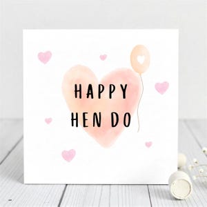 Carte personnalisée enterrement de vie de jeune fille - Adorable conception de coeur et de ballon pour une douche nuptiale