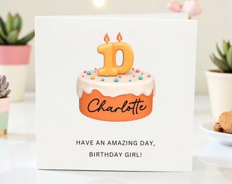 Carte personnalisée pour 10 ans : Bougie rose