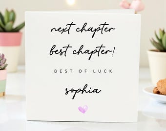 Tarjeta personalizada de buena suerte para un nuevo capítulo: regalo minimalista de despedida