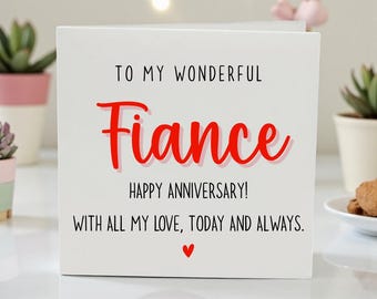 Tarjeta de aniversario para prometido, tarjeta de amor romántica para él, linda tarjeta de pareja para futuro esposo, tarjeta de aniversario de compromiso