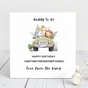 Biglietto di auguri per il futuro papà - Animali del safari nella giungla - Primo messaggio di coccole - Carina rivelazione della gravidanza per il neo-papà
