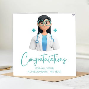 Cartão de saúde personalizado, presente para conquistas médicas, cartão de felicitações médicas, um brinde às suas conquistas.