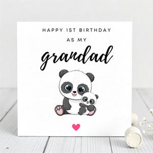 Cartão de 1º aniversário como meu avô - Cartão fofo de avô panda - Novo presente de avô do bebê - Cartão de aniversário de avô personalizado.
