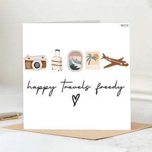 Happy Travels Greeting Card - Gap Year, Travelling, Good Luck, Safe Travelling Card - Happy Travels, Happy Adventures Card Her Him