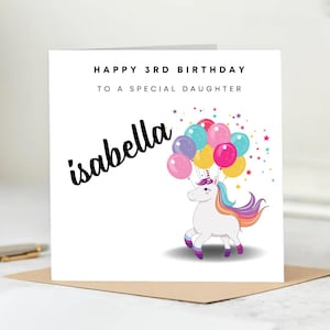 Personalized 3rd Birthday Card For Girl, Rainbow Third Birthday Gift For Little Girl, Daughter 3rd Birthday Card, 3rd Birthday Gift, Niece