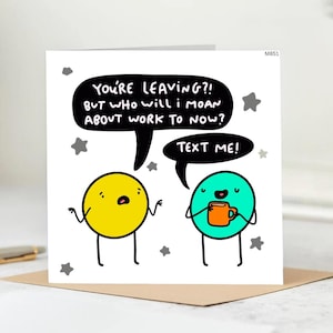 Tarjeta divertida para un compañero de trabajo que se va - Regalo de despedida para la oficina - Linda tarjeta con humor para un mejor amigo del trabajo.
