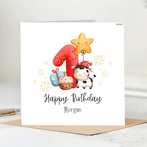 Cartão de 1º aniversário para menino, Cartão personalizado de primeiro aniversário, Cartão de um ano, Cartão de aniversário para filho, Cartão de aniversário