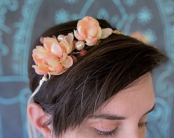 Blush Flower Crown, Half Crown, Fairy Crown