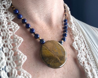 Tiger's Eye and Lapis Lazuli Necklace