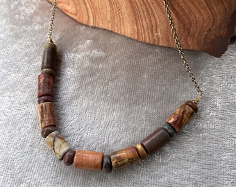 Natural Orange and Brown Agate Necklace