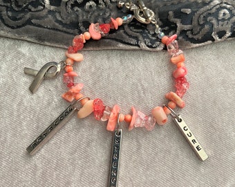 Pink Charm Bracelet, Pink Bracelet, Cancer Awareness