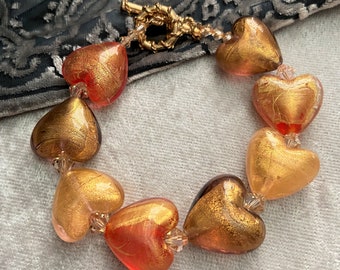 Valentine Heart Bracelet, Valentine Gift for Her, Red Heart Bracelet, Chunky Bracelet, Statement Jewelry