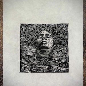 Stampa linoleografica - "Il peso dell'acqua"