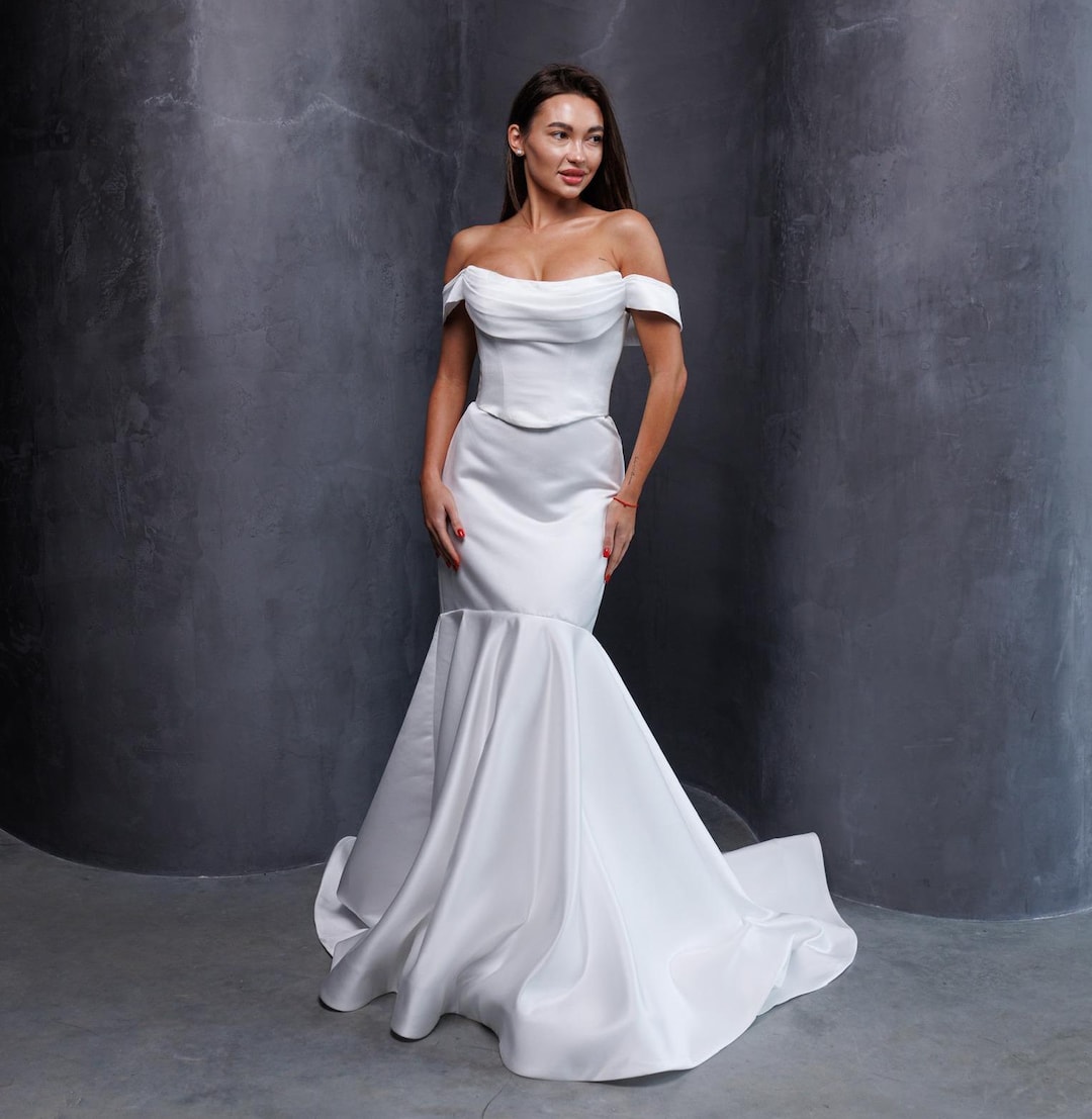 Two Piece Corset Wedding Dress - White Satin Corset and Maxi Skirt ...