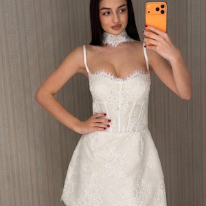lace choker dress Ladivine CDS550 Lace Strapless with choker Evening Dress Sparkly Gowns