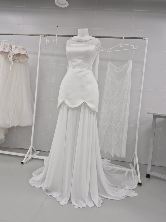 mini wedding dress with detachable skirt Vestido De Novia Corto 2 In 1 Wedding Dress With Detachable Skirt mini Lace Satin Ball Gown Noiva Sob Medida Vestidos En Oferta