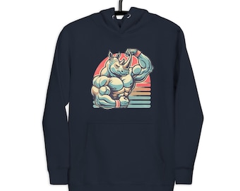 Retro Ripped Rhino Tee – Vintage Gym Beast Hoodie