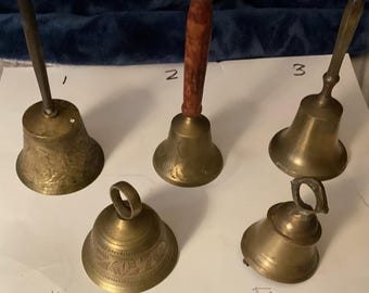 four different sized made in India brass bells priced individually