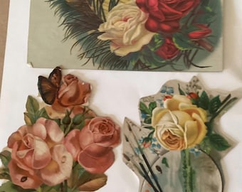 Three Victorian Flower scraps