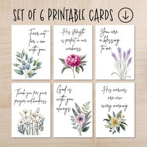 Set of 6 Printable Greeting Cards Cards – Encouraging Scripture Cards – Christian Printable Wall Art or Notecards – Instant Digital Download