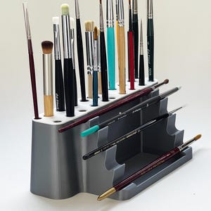Paint Brush Holder  Organizer for Artists – Desk Stand for Acrylic, Watercolor, Oil Brushes – Vertical & Horizontal Storage Rack