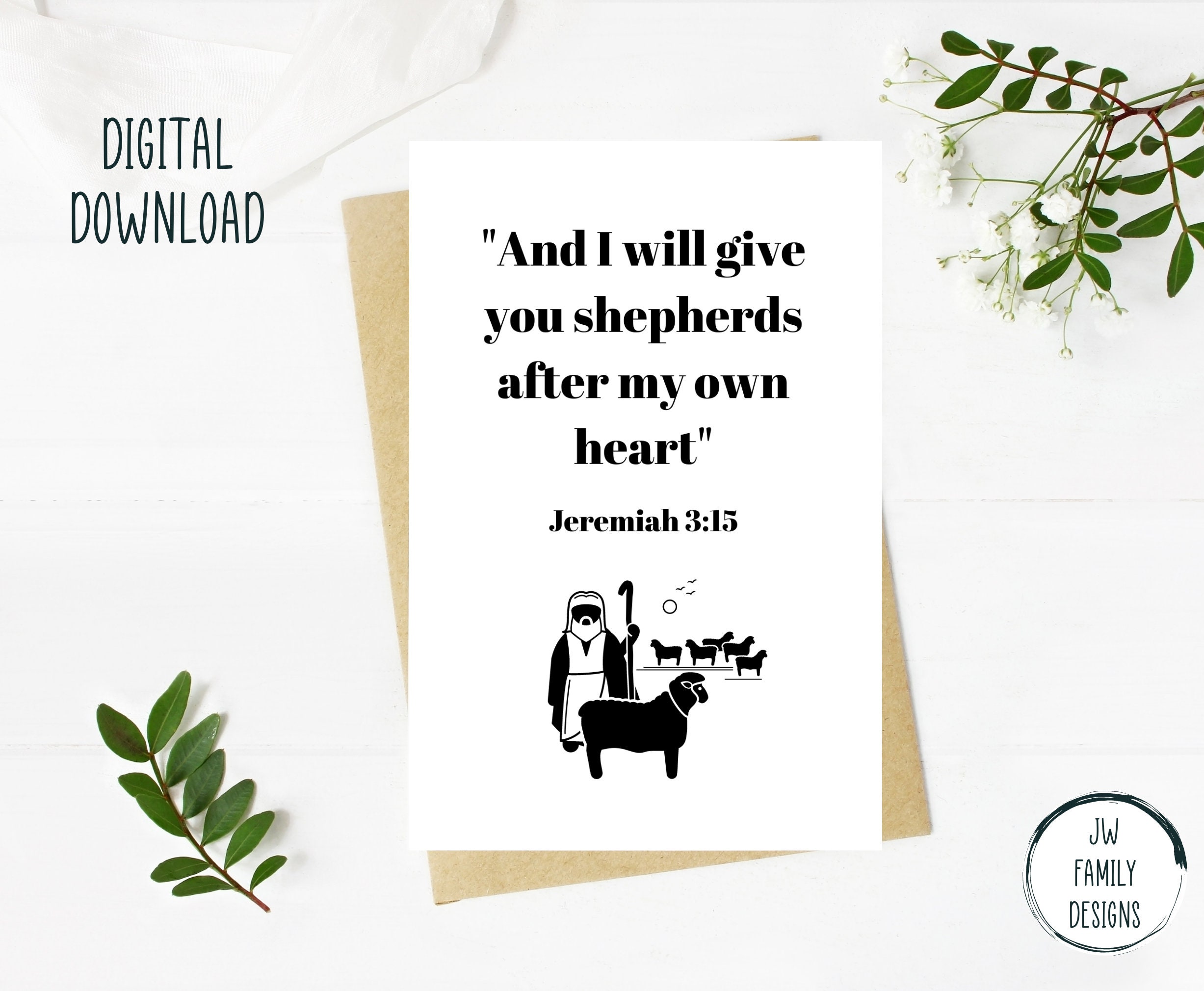JW Printable Greeting Card | 6 X 4 Blank Inside | A4 | and I Will Give ...