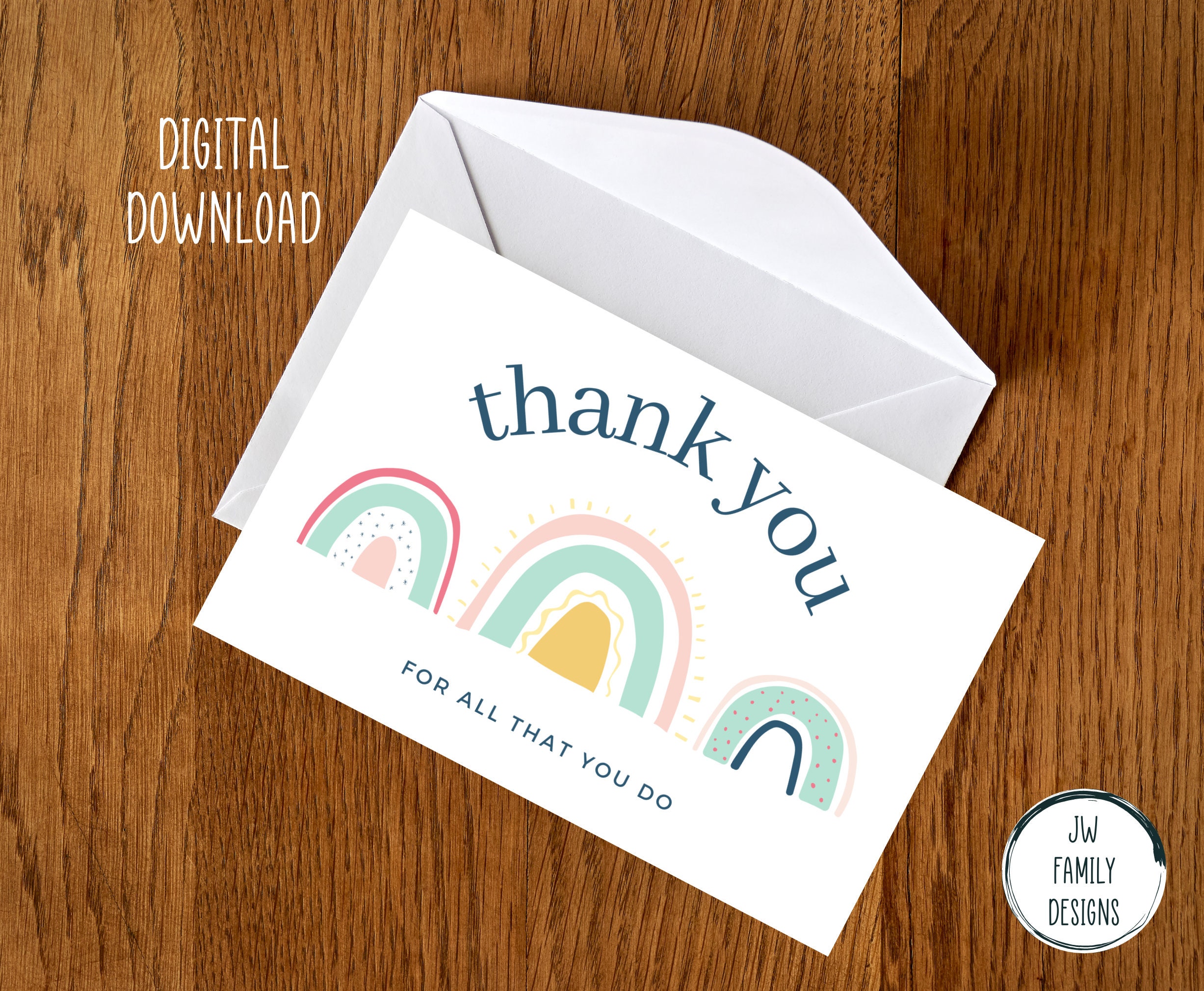 Printable Greeting Card 6 X 4 Blank Inside A4 Thank You | Etsy