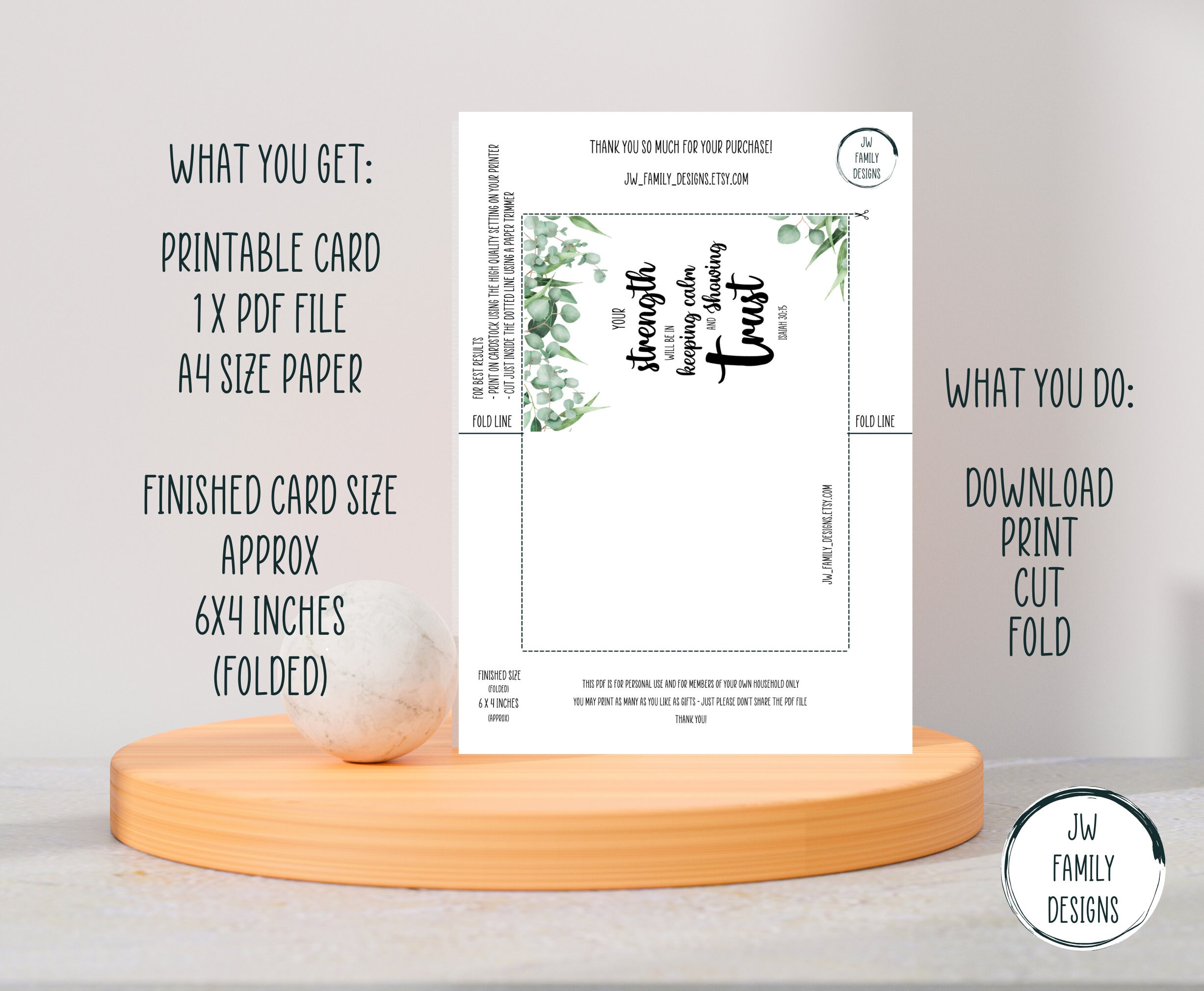 JW Printable Greeting Card 6 X 4 Blank Inside A4 Your - Etsy