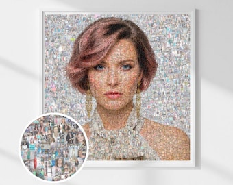 Personalized Photo Collage Gift for Mom | Custom Mosaic Portrait Made from Family Pictures