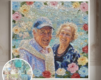 Personalized Photo Mosaic Portrait | Anniversary Gift for Grandparents (Digital File)