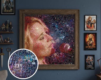 Personalized Music Celebrity Large Wall Art | Custom Photo Mosaic Collage from Hundreds of Photos of Your Favorite Singer