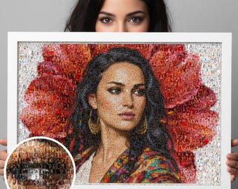 Personalized Photo Collage Portrait for Her | Custom Mosaic Portrait Made from Life Pictures