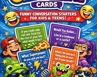 Startkaarten voor gesprekken | Chit-chatprompts voor kinderen, tieners/canva bewerkbaar (pdf)/digitale download