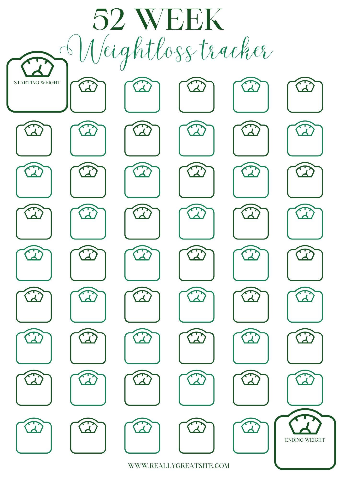 52 Week Weight Loss Tracker - Etsy Canada