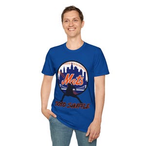 Mets Soto Shuffle T-Shirt | Juan Soto NY Mets Fan Gift | Queens Baseball Graphic Tee | NY Sports Apparel | Royal Blue MLB Shirt