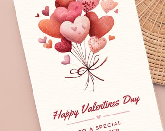 Valentines Day Card for Daughter | Watercolor Hearts (A4 Digital Download)