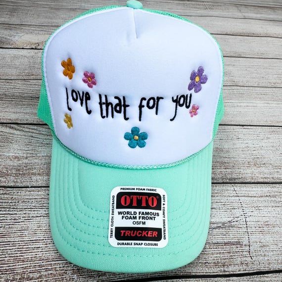 Embroidered Mint Green Trucker Hat Mint Green Trucker Hat - Spread the Love Series — HEC Studio  main image 4