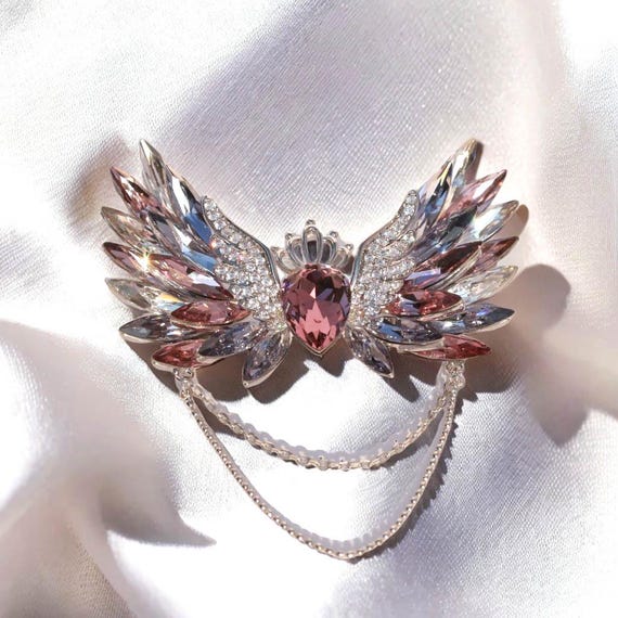 Crystal Butterfly Wing Brooch: Crown Tassel Pendant Israel - Main Image