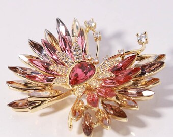 Flashing gradient crystal butterfly brooch original design handmade brooch and pendant gift