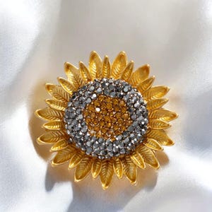 Van Gogh Sunflower Brooch Vintage Crystal Sunflower Brooch Accessories