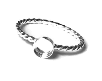 Anillo de la taza del bisel vacío blanco banda torcida / anillo redondo del cabujón banda de cuerda en blanco / anillo de resina en blanco / anillo redondo del bisel en blanco