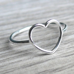 Open heart ring • Sterling Silver heart ring • Romantic gift for her • Sterling silver ring