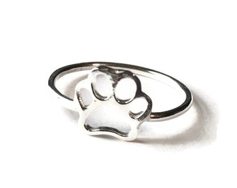 Sterling Silver Paw Print Ring | .925 Silver Paw Ring | Open Paw Print Ring | Pet Memorial Ring | Pet Lover Gift | Handmade Silver Ring