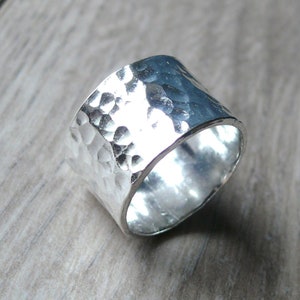 Silver Tube Ring • Sterling Silver Wide Band Ring • Sterling Silver Ring • Hammered Band • Mens Ring • Wide Silver Band Ring • Wide Ring