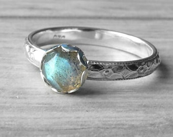 Sterling Silber Labradorit Ring Sterlingsilber ring • Edelstein Stapeln Ring Sterling Silber Stapeln Ring • stapelbar ring