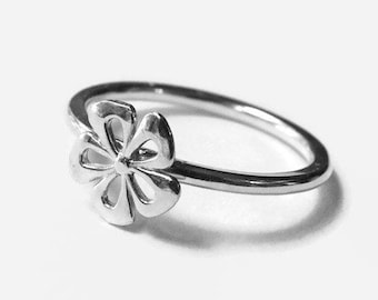 Blume Stapeln Ring Sterling Silber Blumenring, 925 Sterling Silber Ring Silber Stapeln Ring Blumenschmuck stapelbar ring